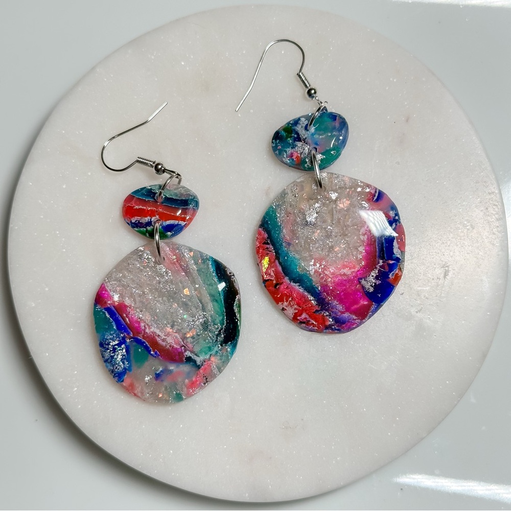 Opal Galaxy | Pebble Stack | Polymer Clay Earrings